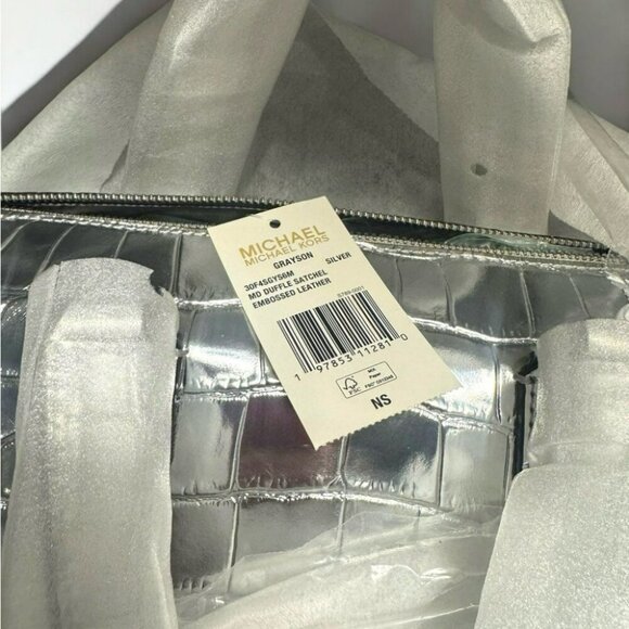 NWT Michael Kors Silver Satchel - Picture 11 of 14